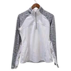 Danskin Now Sweatshirt Womens Medium Silver 1/4 Zip Dri More Pullover Colorblock